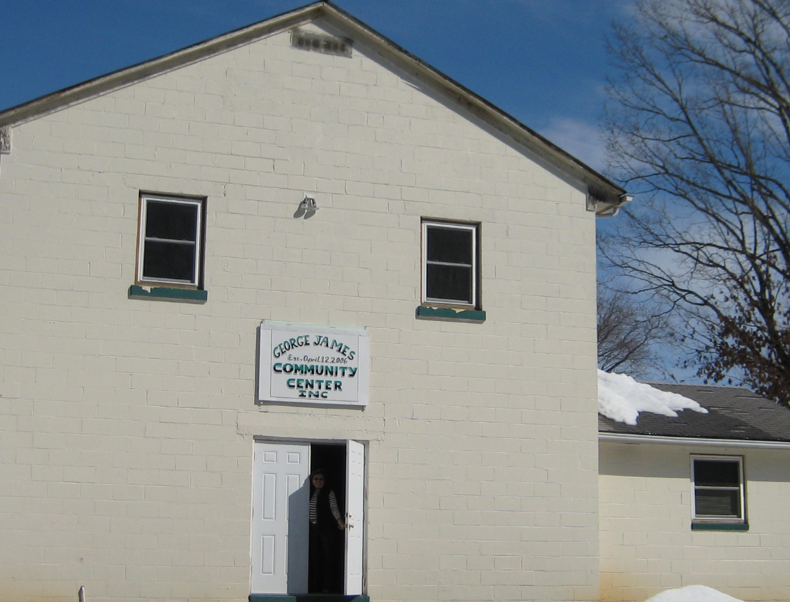 The George James Community Center main building is equipment with a kitchen, women & men bathrooms, meeting space, recreational room and we hope to our the second floor operational later this year.